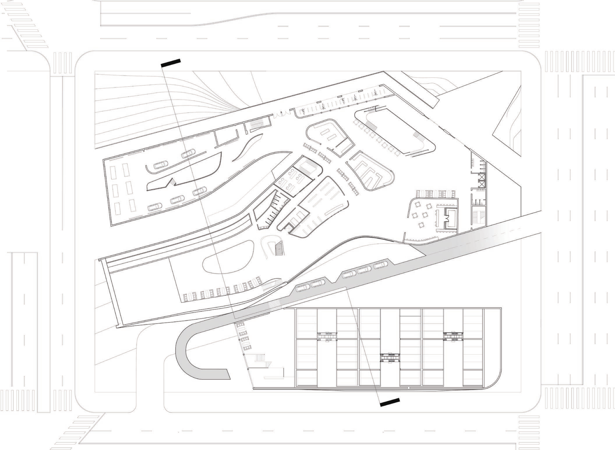 Upper floor plan of the transportation and brain chip headquarters