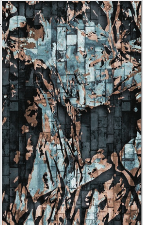 Blue and ochre material texture mapping study