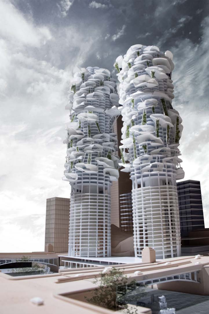Rendering of the transformed Marina City towers in Chicago