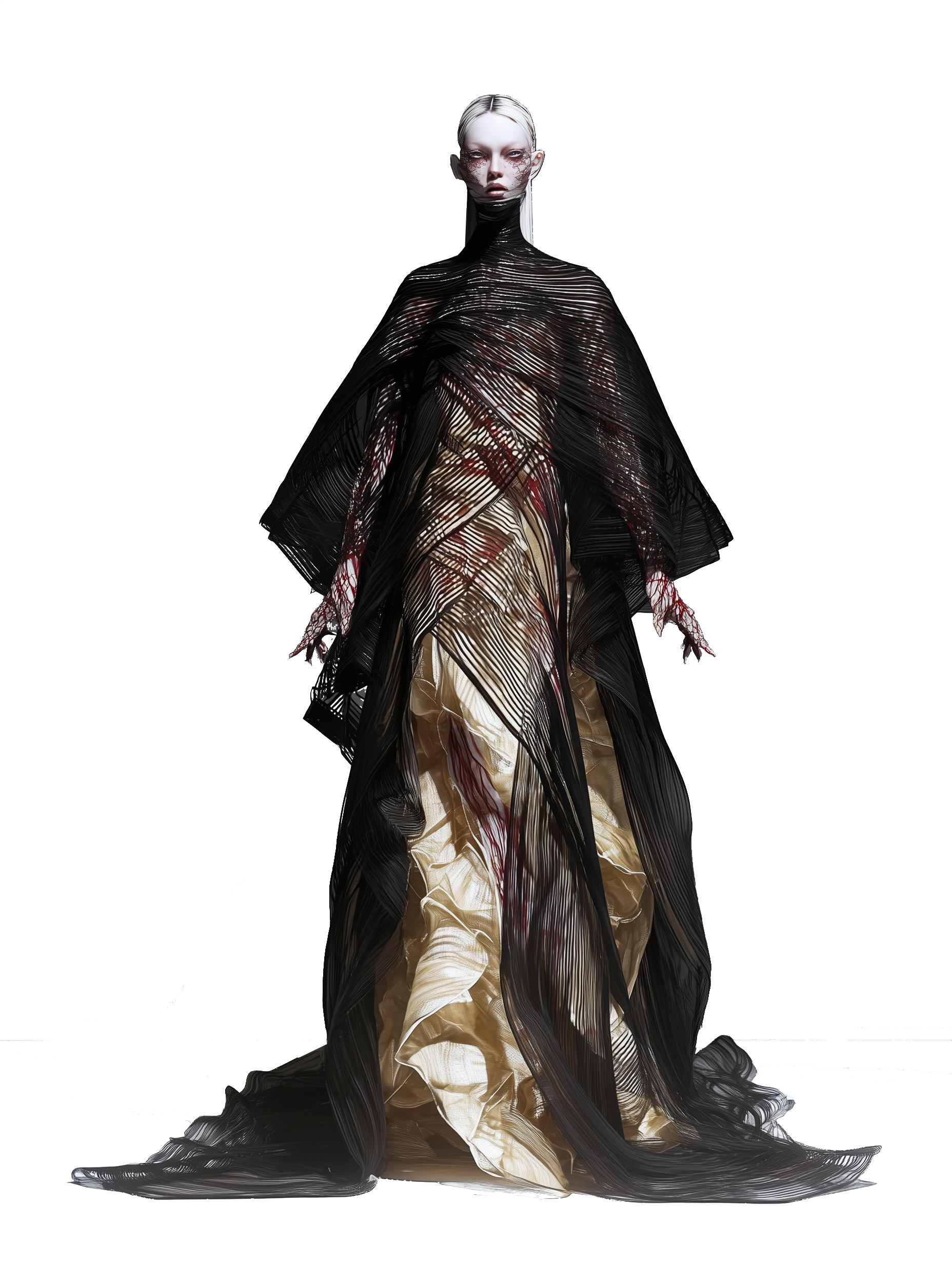 Costume concept for Mefistofele in dark sculptural fabric