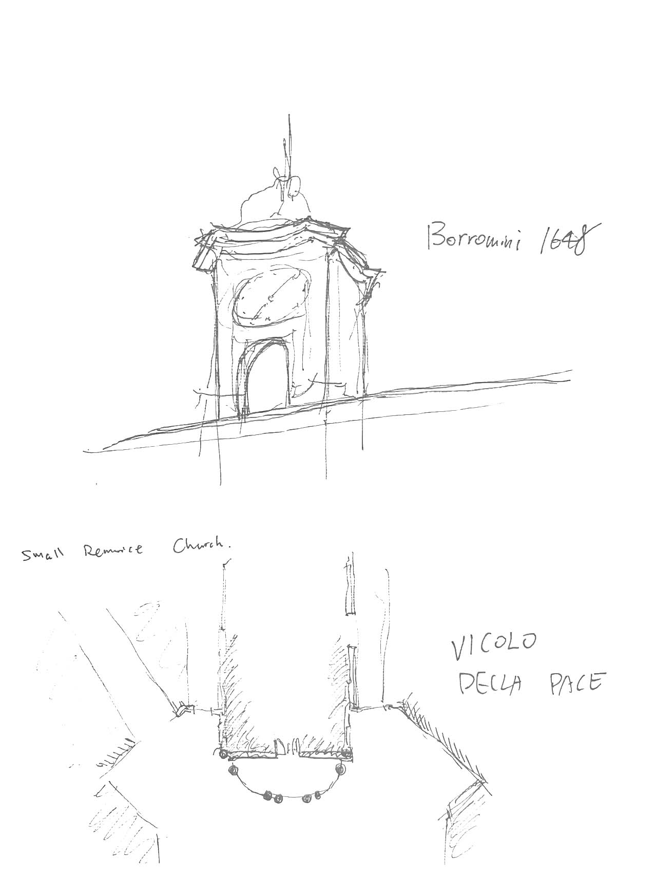 Field sketch of a framed doorway and borrowed architectural details