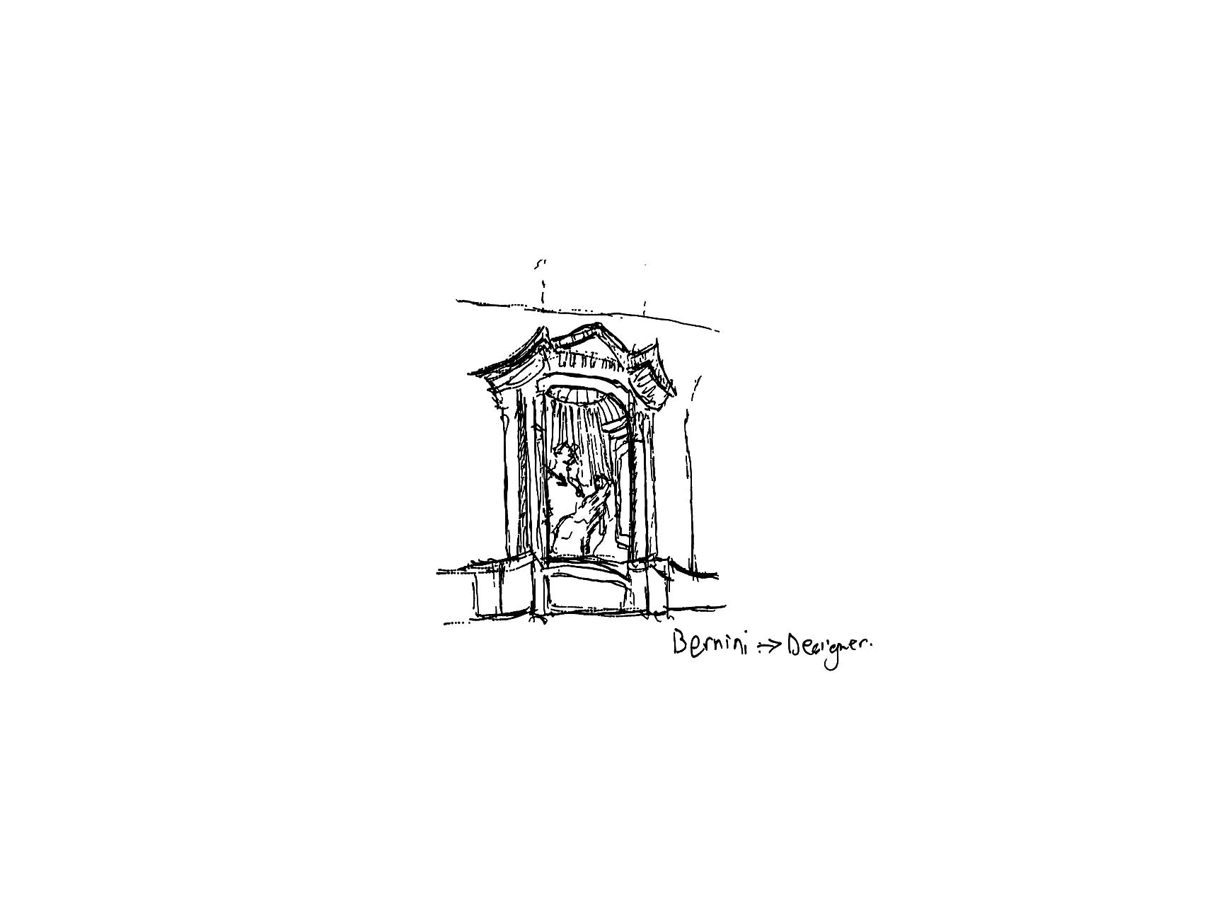 Field sketch tracing a small civic doorway