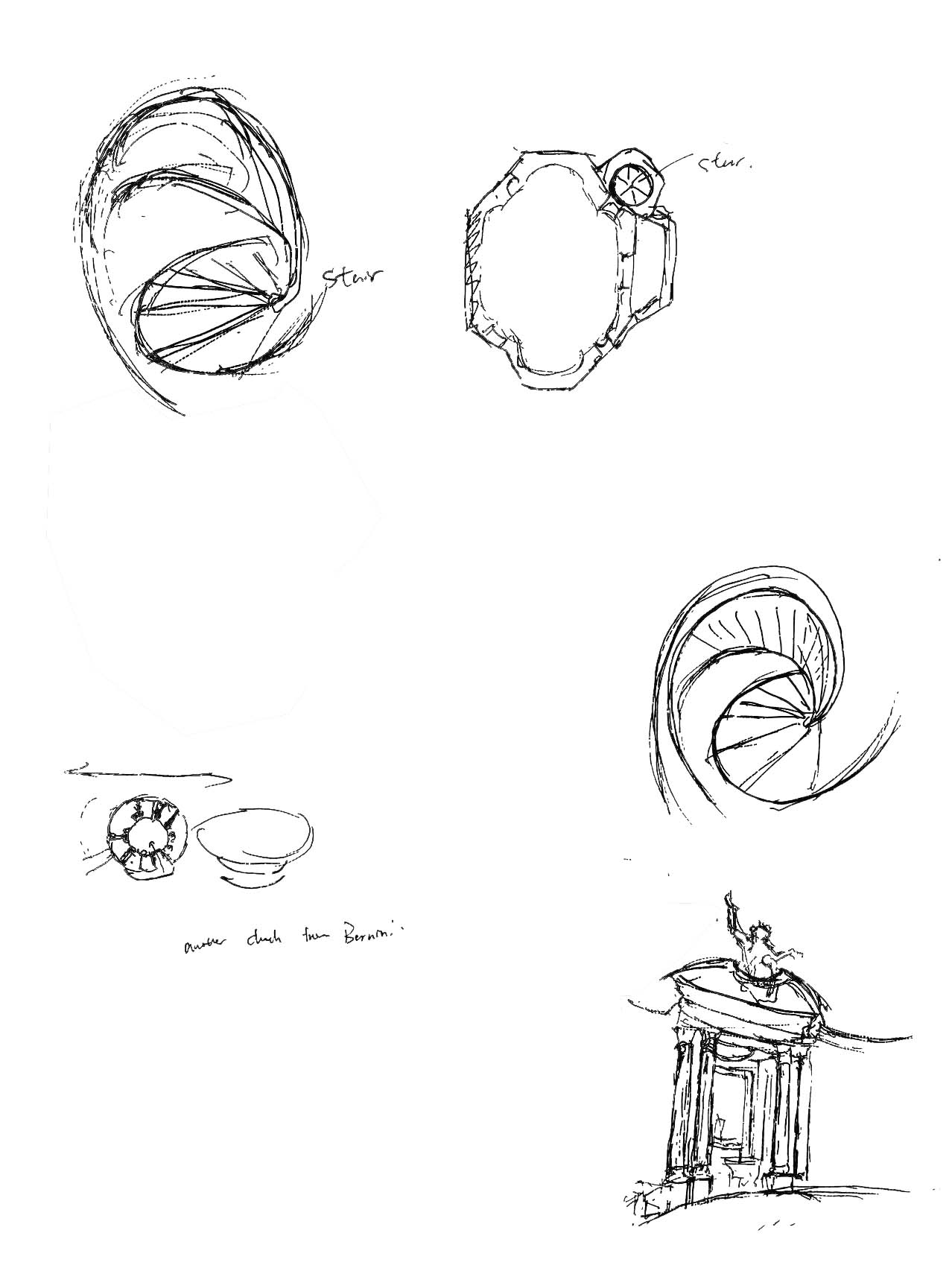 Field sketches of circular and spiral architectural details
