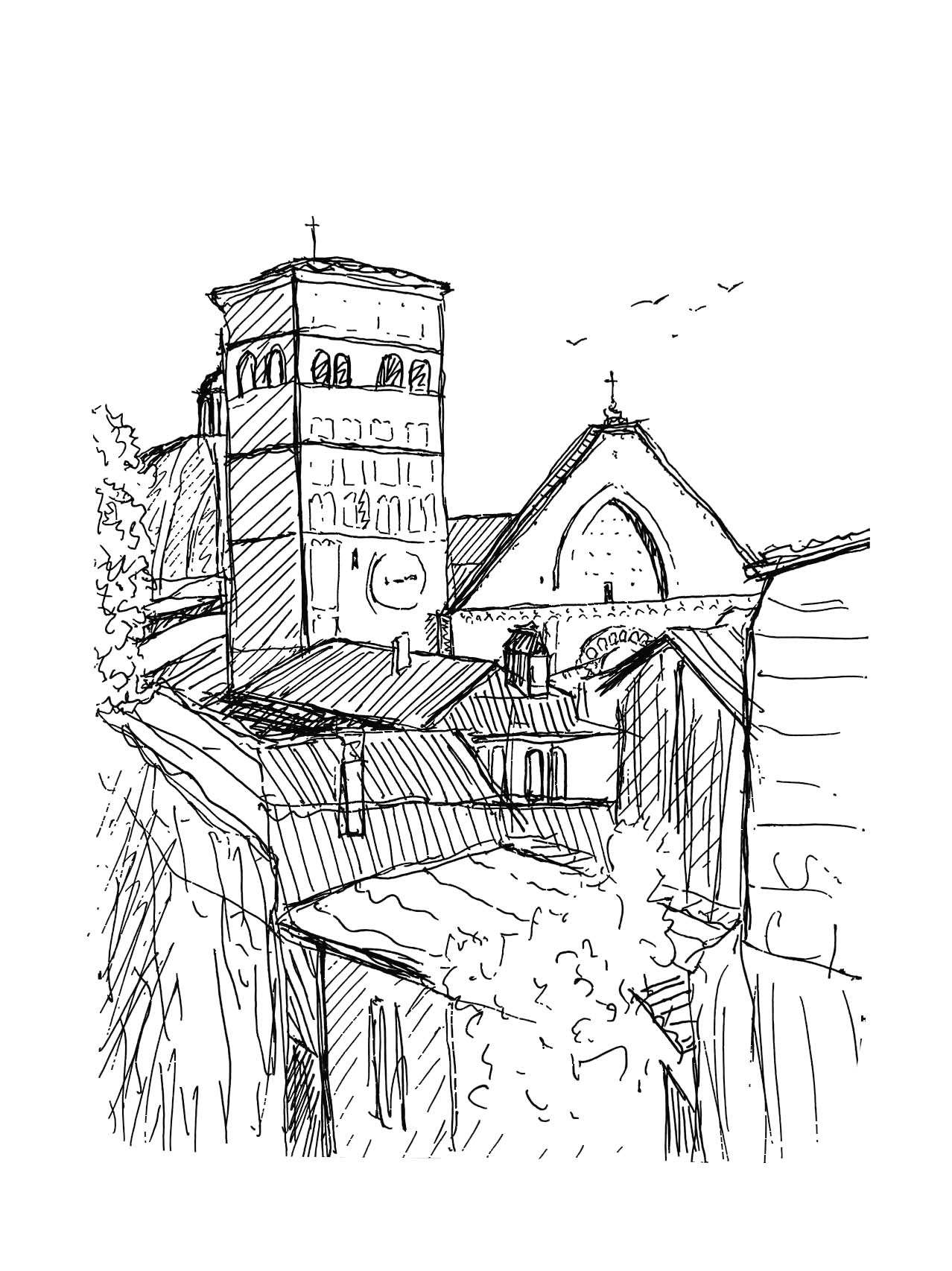 Field sketch of Florence roof forms and towers