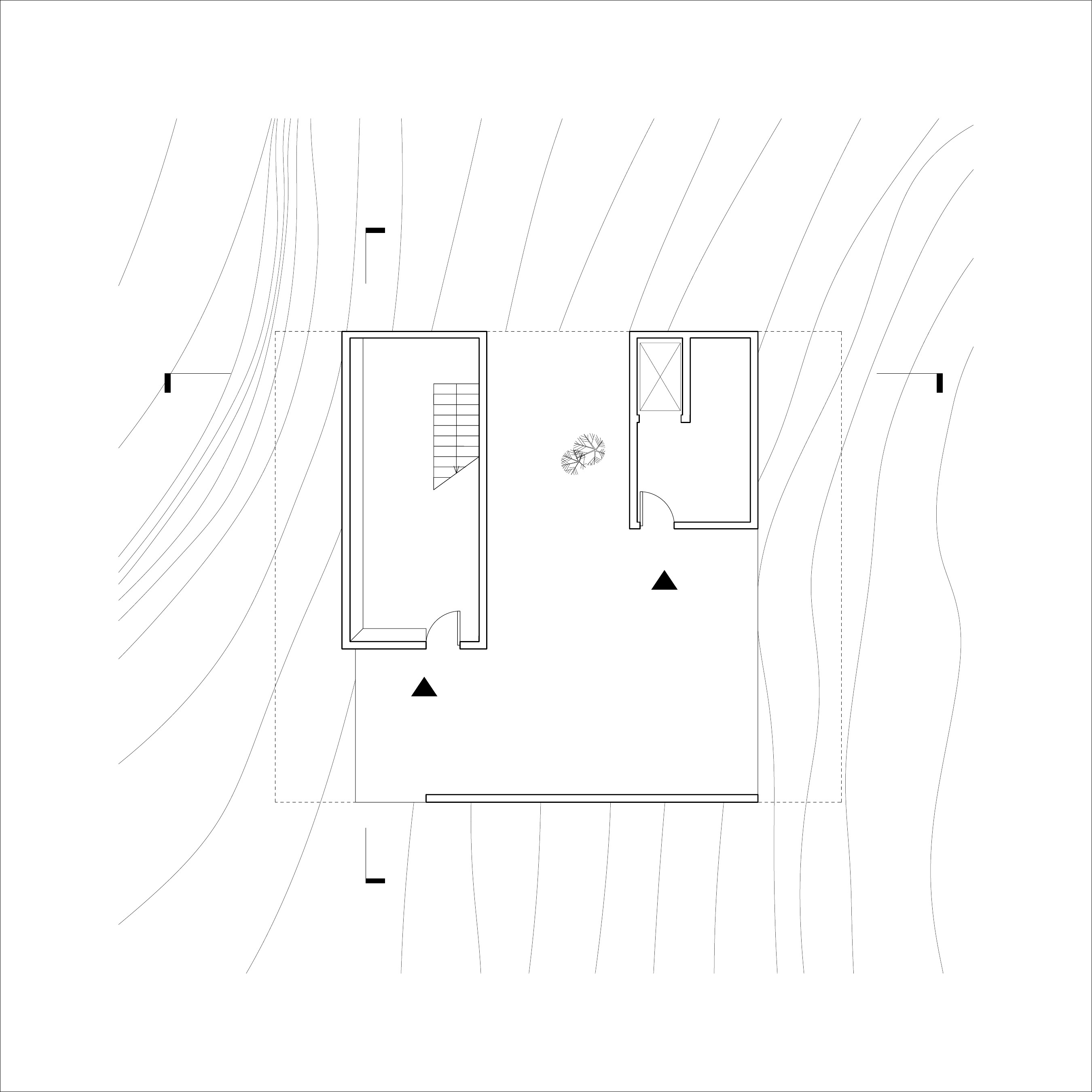 Ground-level plan showing the shared living sequence