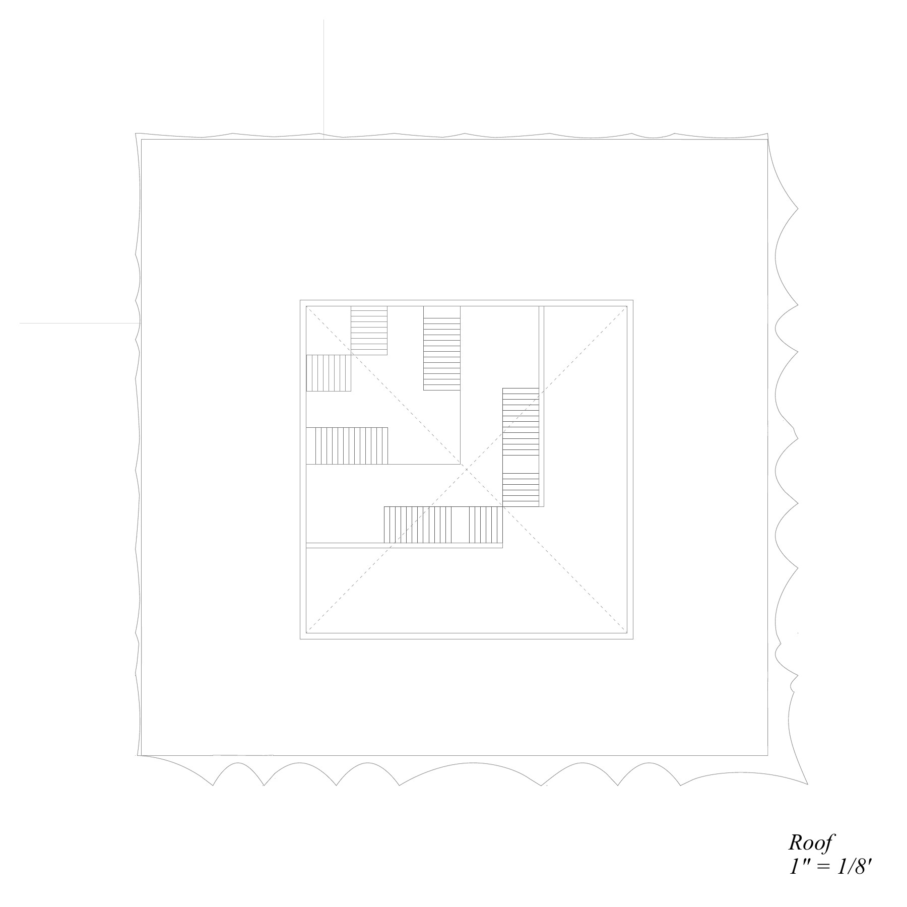 Roof plan framing the central void